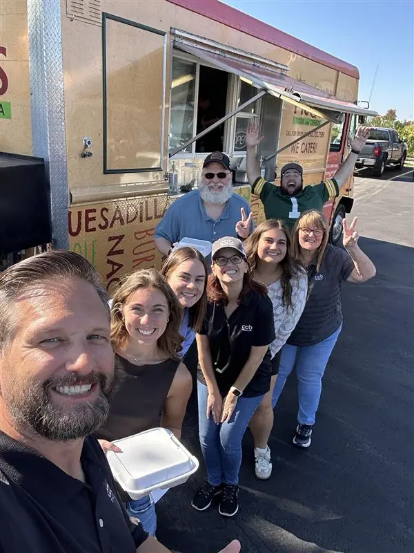 CCB Technology team members at a food truck lunch